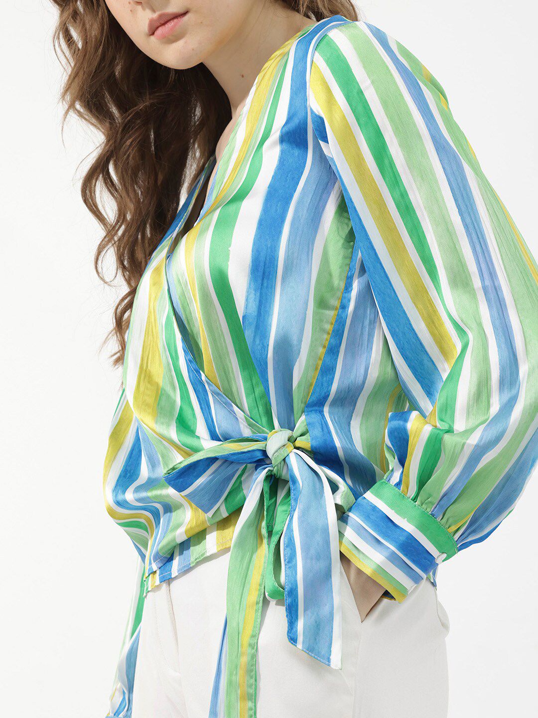 RAREISM Striped V-Neck Shirt Style Top