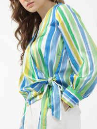 RAREISM Striped V-Neck Shirt Style Top