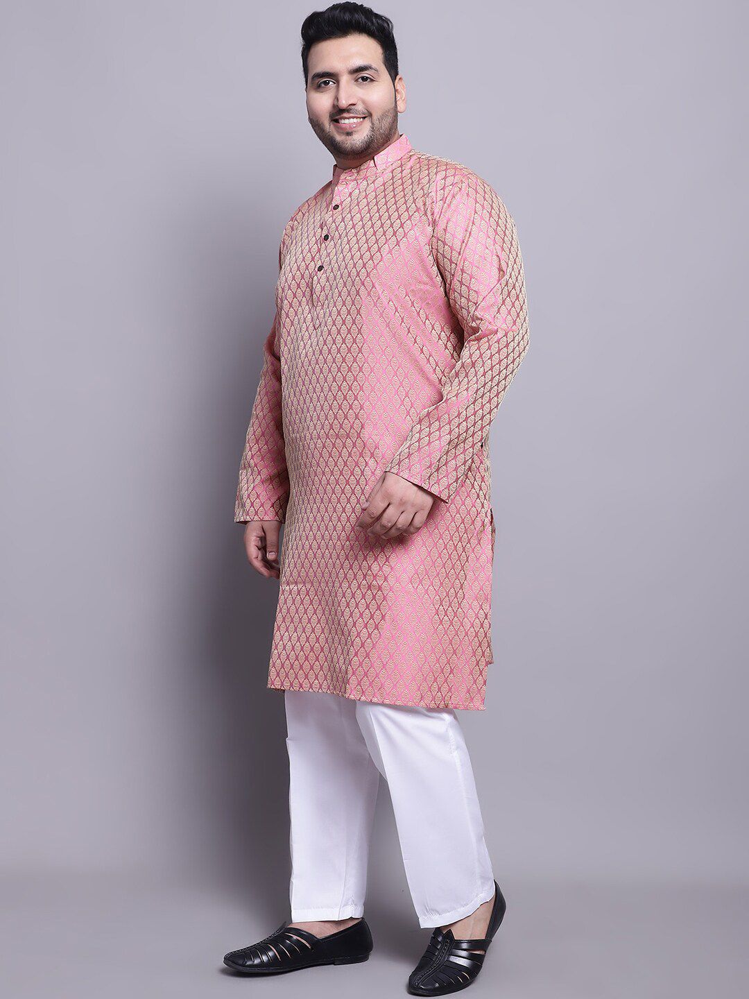SOJANYA PLUS Ethnic Motifs Woven Design Kurta With Pyjamas & Nehru Jacket