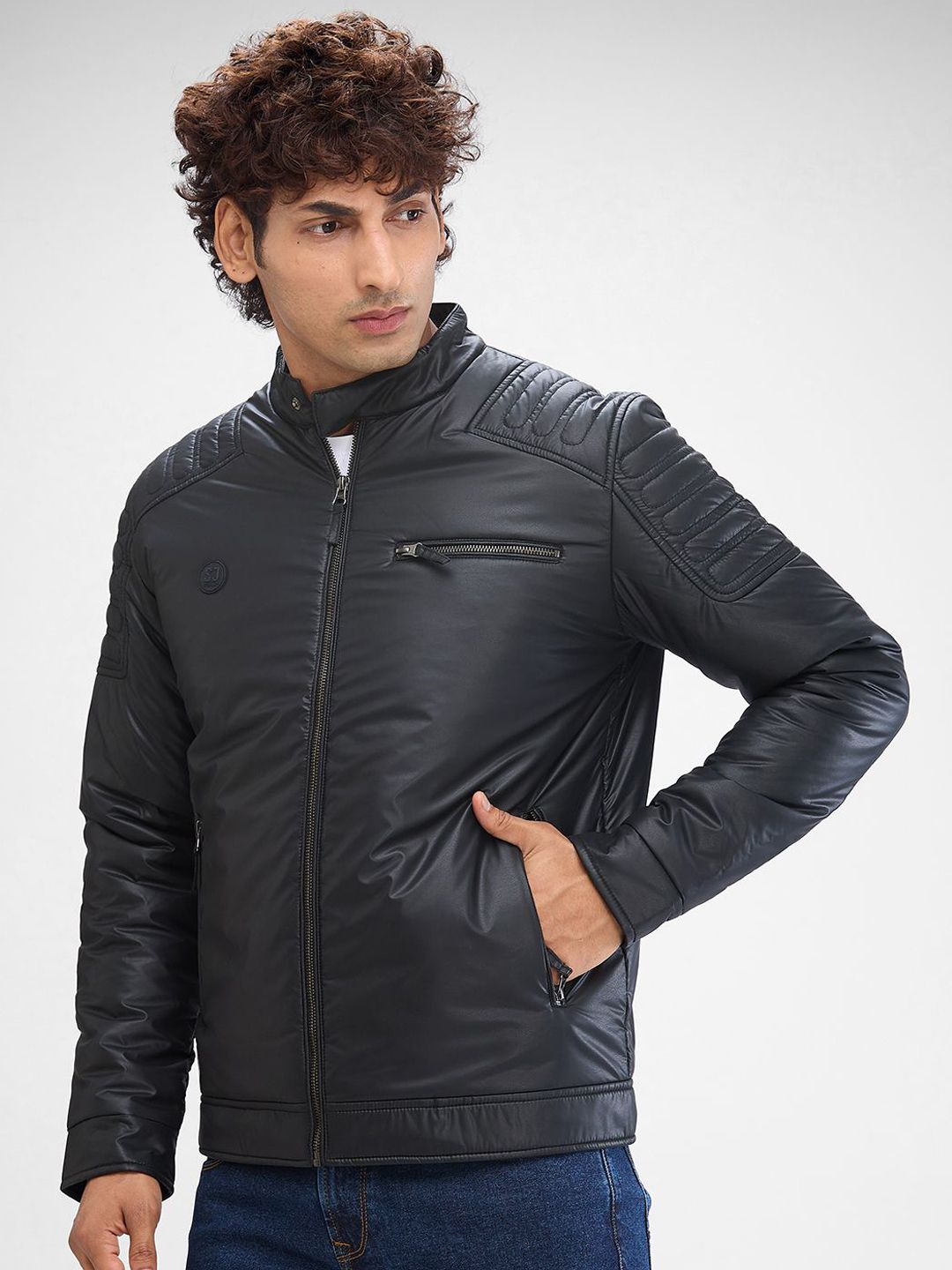 SPYKAR Men Solid Stand Collar Padded Jacket