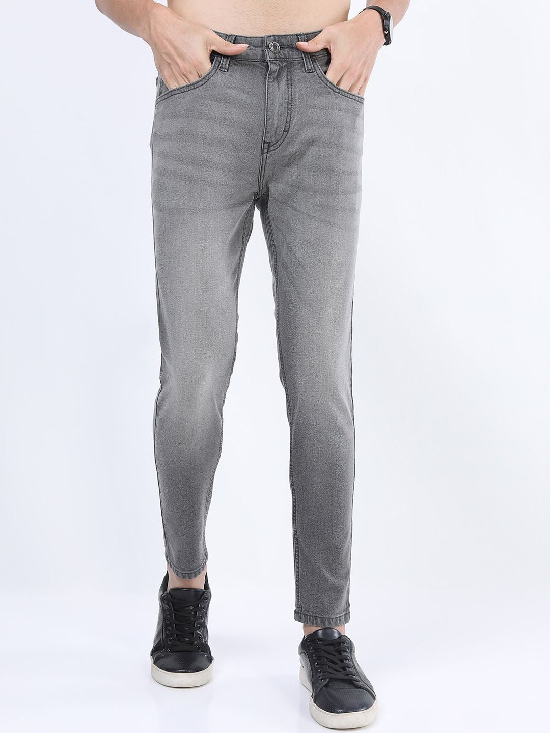 HIGHLANDER Men Grey Skinny Fit Light Fade Stretchable Denim Jeans