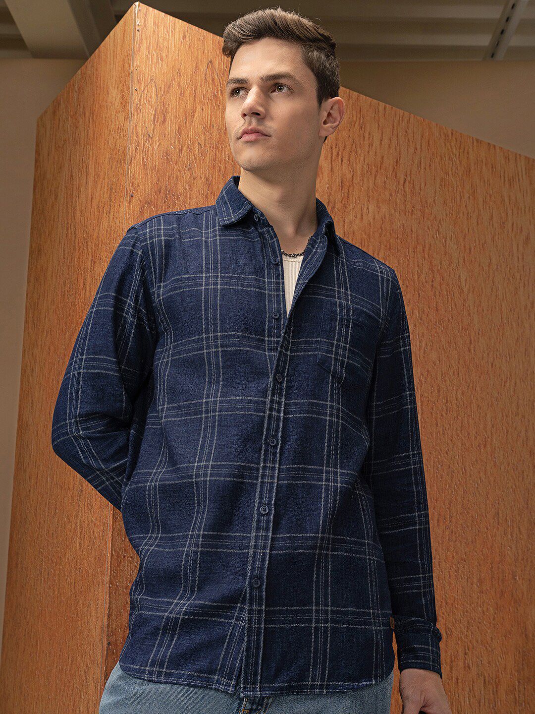 LOCOMOTIVE Mock Lino Dobby Textured Checked Shirt