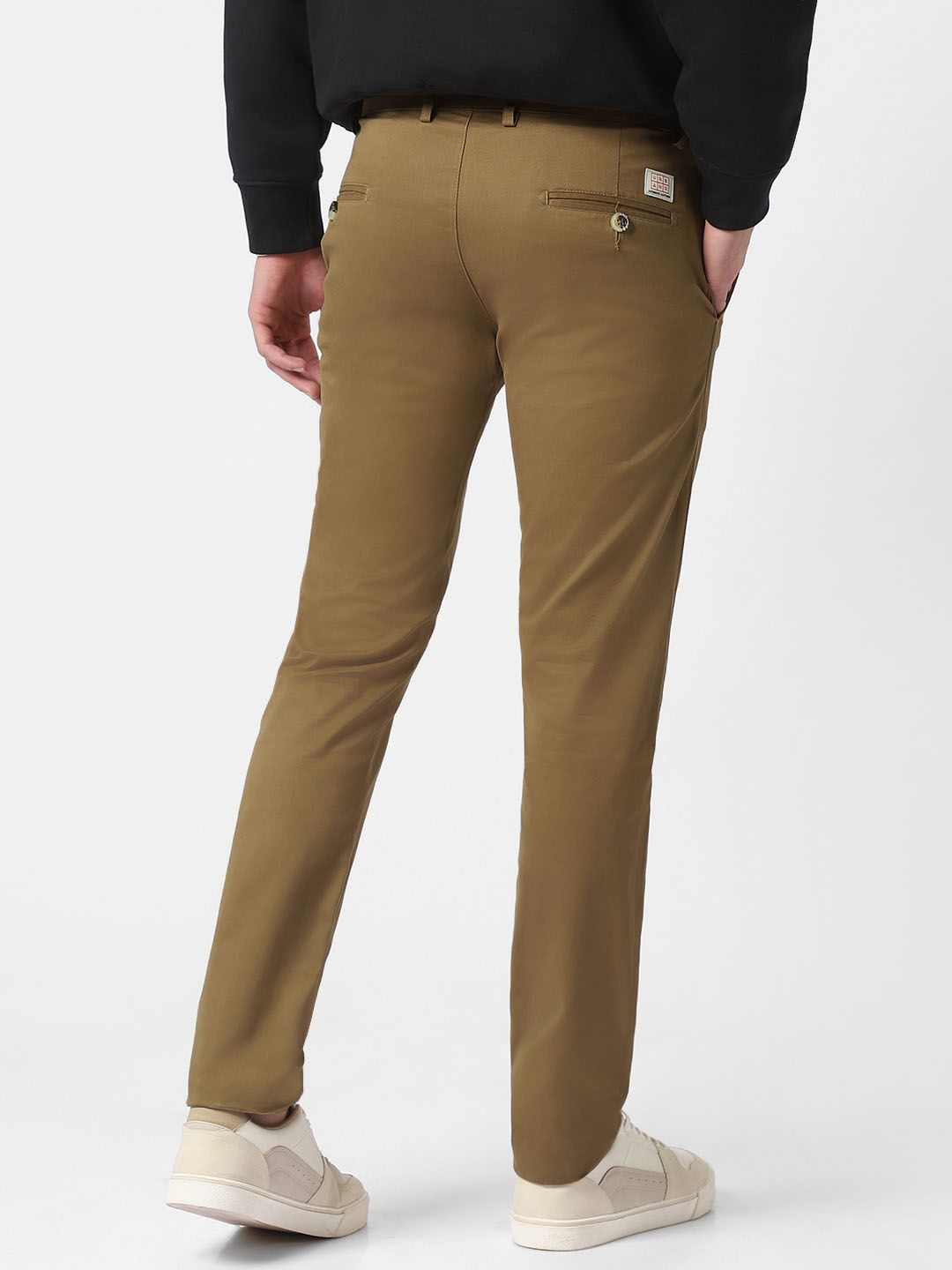Urbano Fashion Men Khaki Brown Slim Fit Solid Regular Trousers