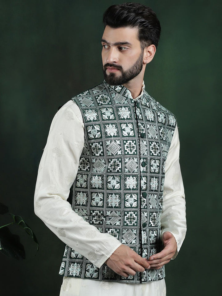 SOJANYA Jaket Nehru Tenun Sulam Lelaki