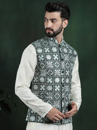 SOJANYA Jaket Nehru Tenun Sulam Lelaki