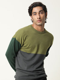 RARE RABBIT Men Tanko Slim Fit Colourblocked Pullover Sweater