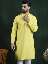 SOJANYA Ethnic Motifs Embroidered Mandarin Collar Thread Work Cotton Straight Kurta