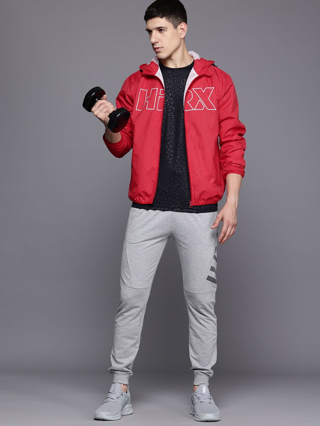 HRX by Hrithik Roshan Cherry Red Printed Rapid-Dry Training Tailored Jacket