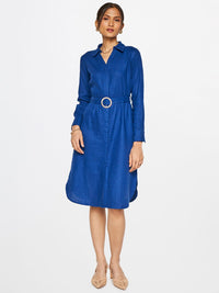 AND Opaque Shirt Collar Casual A-Line Midi Dress