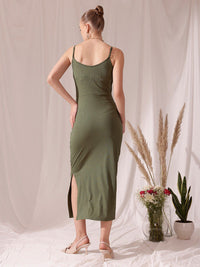 STREET 9 Shoulder Strap V Neck Sheath Midi Dress