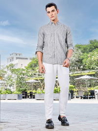 Thomas Scott Men Premium Fit Button-Down Collar Pinstripes Striped Linen Casual Shirt