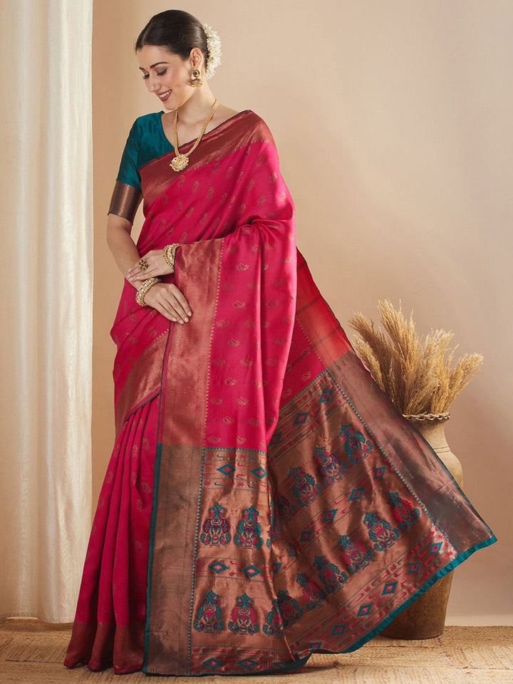 Saree mall Ethnic Motifs Zari Paithani Sarees
