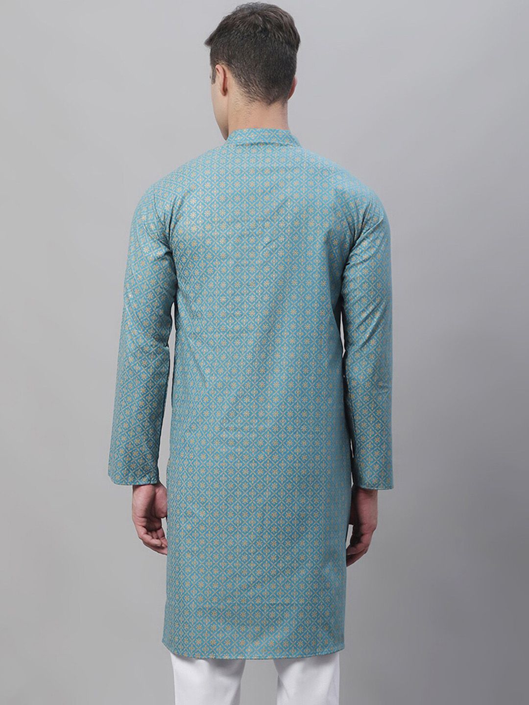 SOJANYA Lelaki Geometrik Bercetak Kapas Linen Kurta