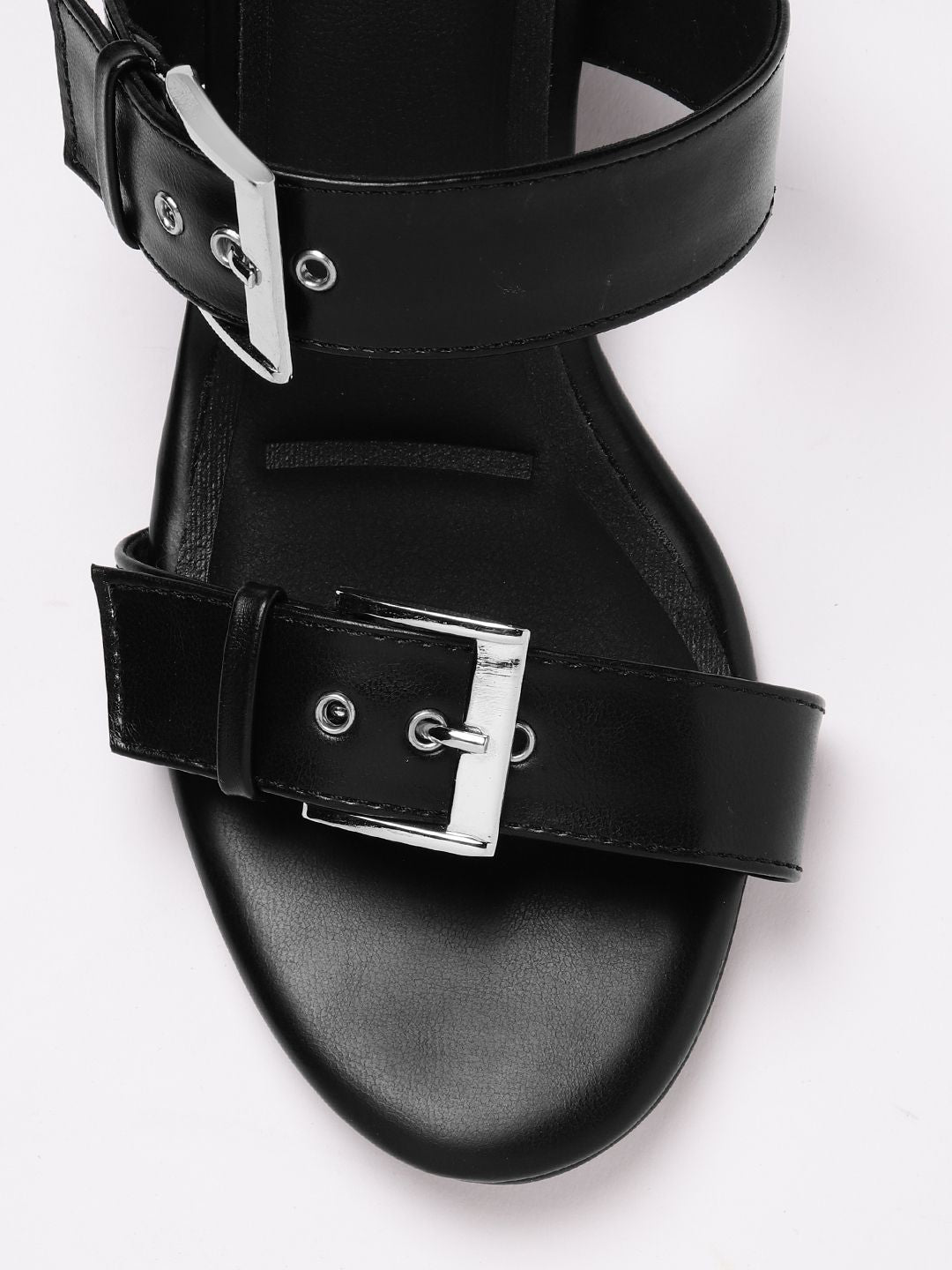 Lino Perros Women Double Strap Block Heels with Buckle Detail