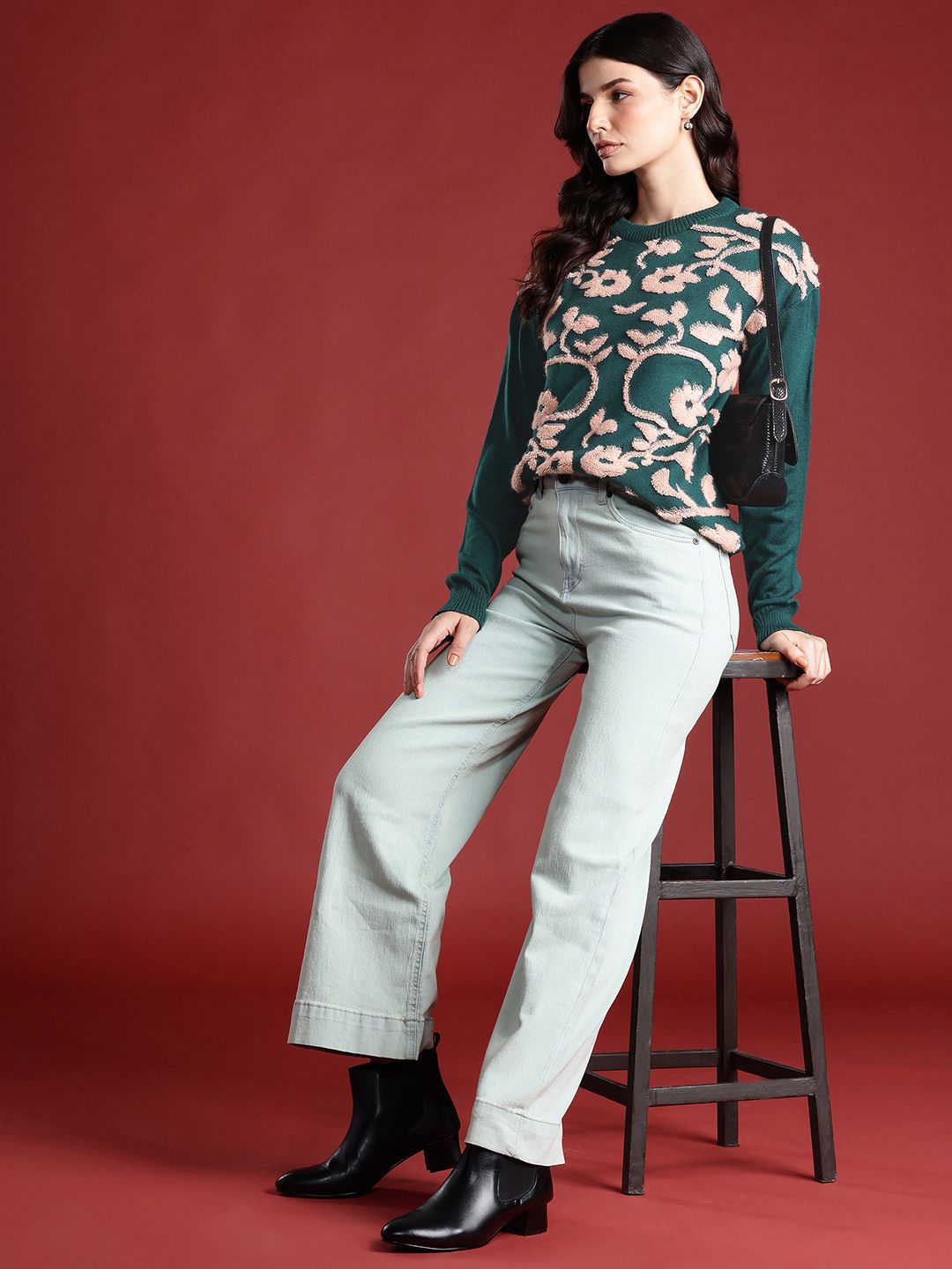 all about you Floral Design Pullover Sweaters