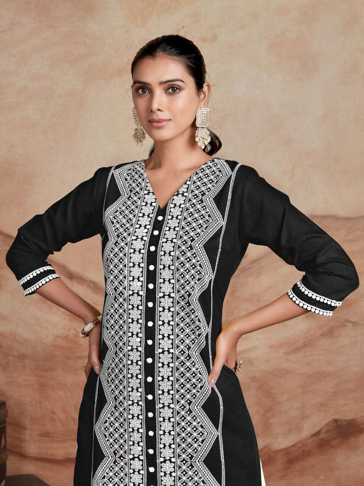 KALINI Chikankari Embroidered Straight Kurta