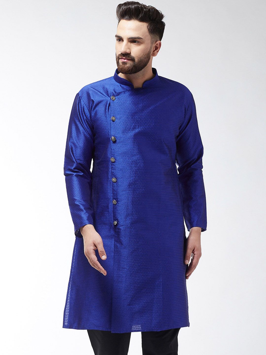 SOJANYA Kurta Lurus Bercetak Biru Lelaki