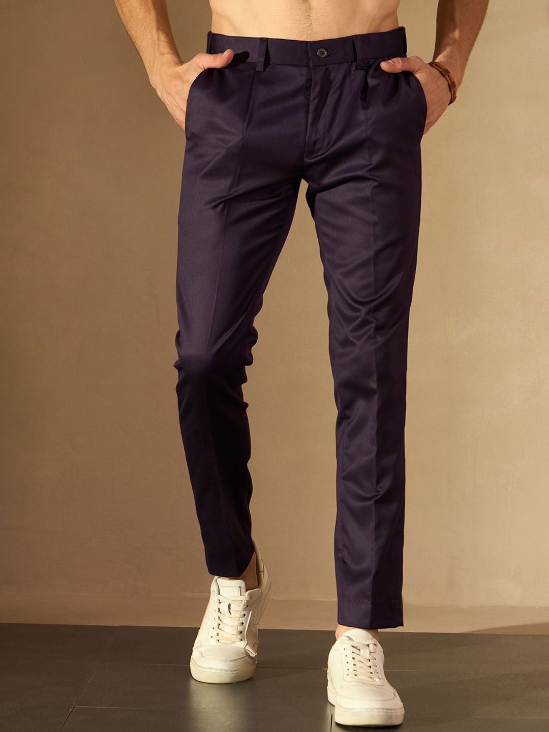 DENNISON Men Smart Tapered Fit Easy Wash Trousers
