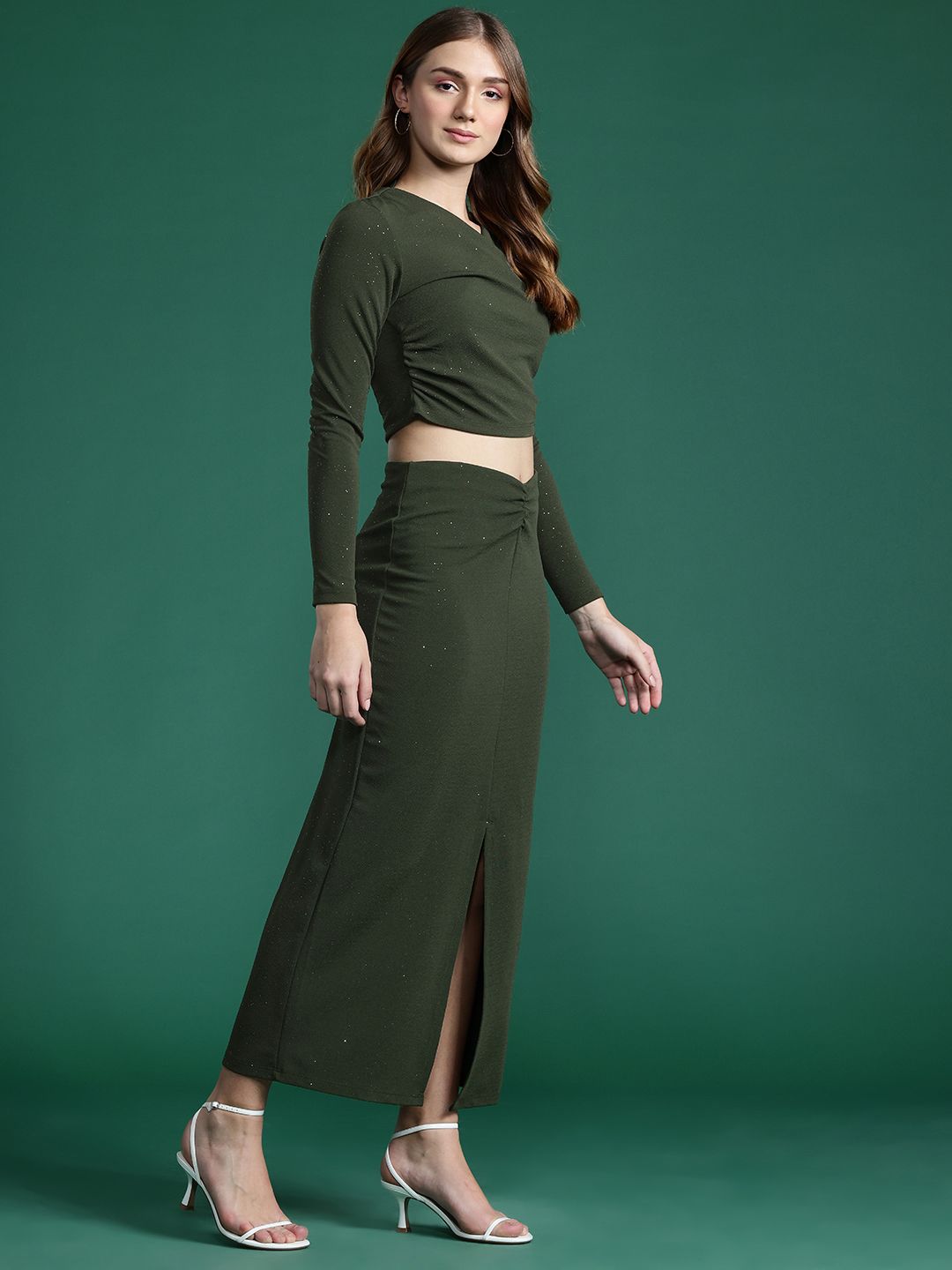 DressBerry Shimmery Ruched Detail Co-ords