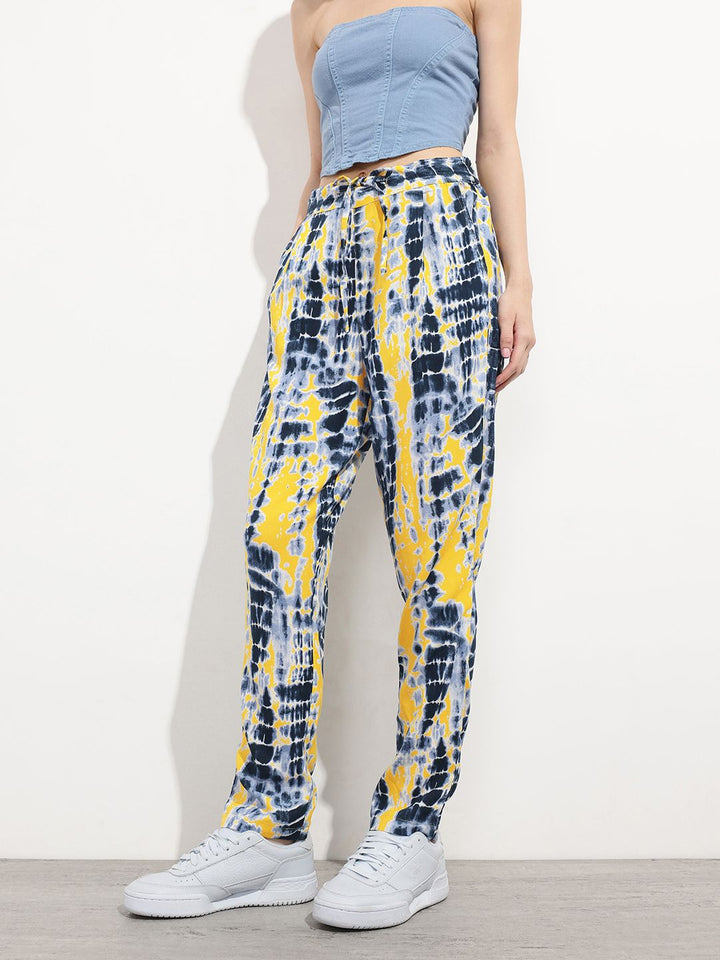 DressBerry Women Shibori Spectrum Pleat-Front Summer Trousers