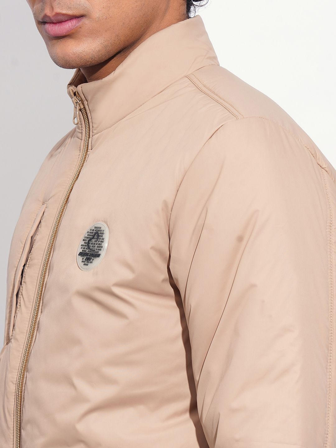 Being Human Men Mock Collar Solid Casual Bomber Jacket