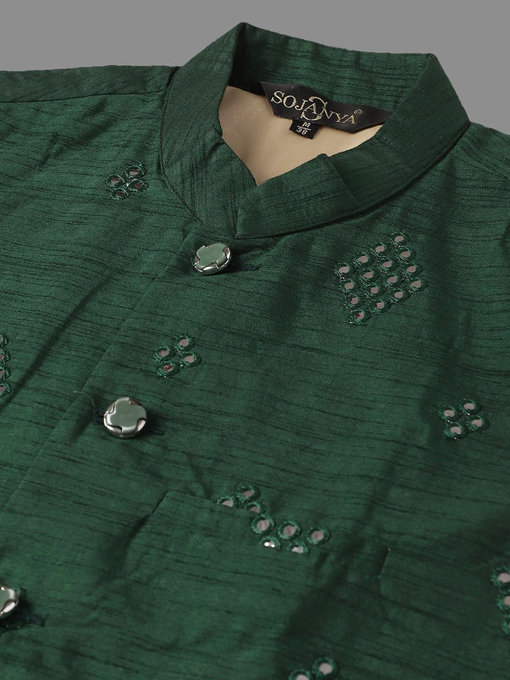 SOJANYA Sequinned Embroidered Regular Pure Cotton Kurta With Churidar