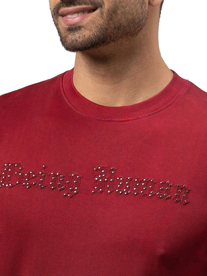 Being Human Men Red Printed Sweatshirt