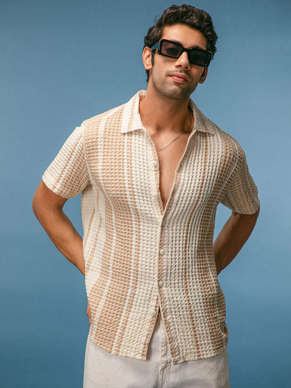 Powerlook Spread Collar diperiksa baju kasual kapas
