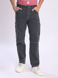 Bene Kleed Men Relaxed Pure Cotton Contrast Stitch Cargos Trousers