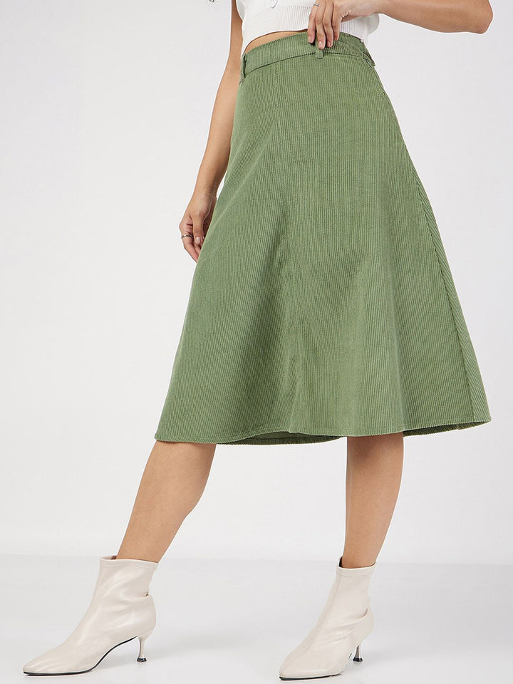 Sassafras Corduroy Cotton Pure A-Line Midi Skirt