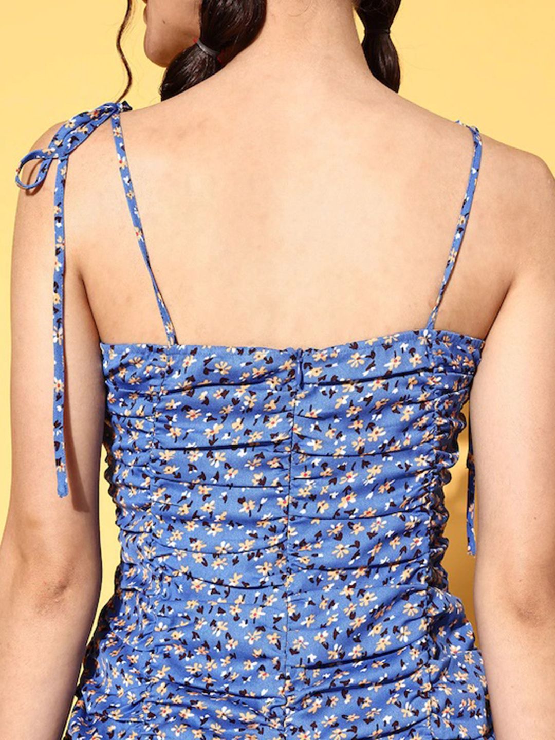 Berrylush Women Blue Floral Noughties Spaghetti Dress