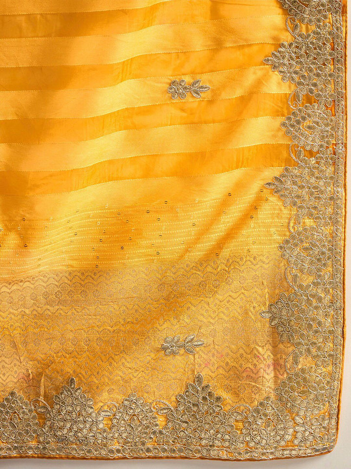 Saree mall Striped Gotta Patti Organza Sarees