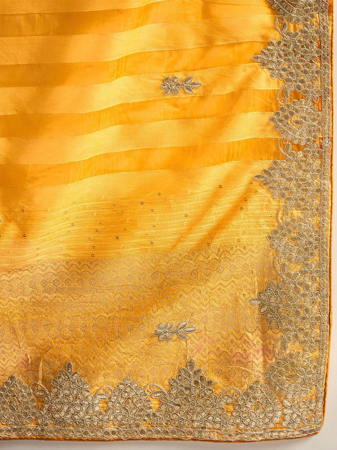 Saree mall Striped Gotta Patti Organza Sarees