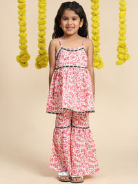 Cutiekins Girls Abstract Printed Gotta Patti A-Line Kurta With Sharara