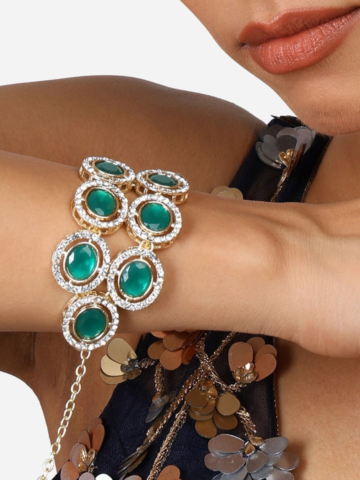 Set Mutiara Zaveri 2 Gelang Lilit Berlian Austria Bersalut Emas