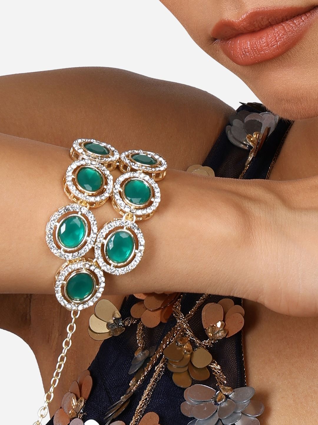 Set Mutiara Zaveri 2 Gelang Lilit Berlian Austria Bersalut Emas