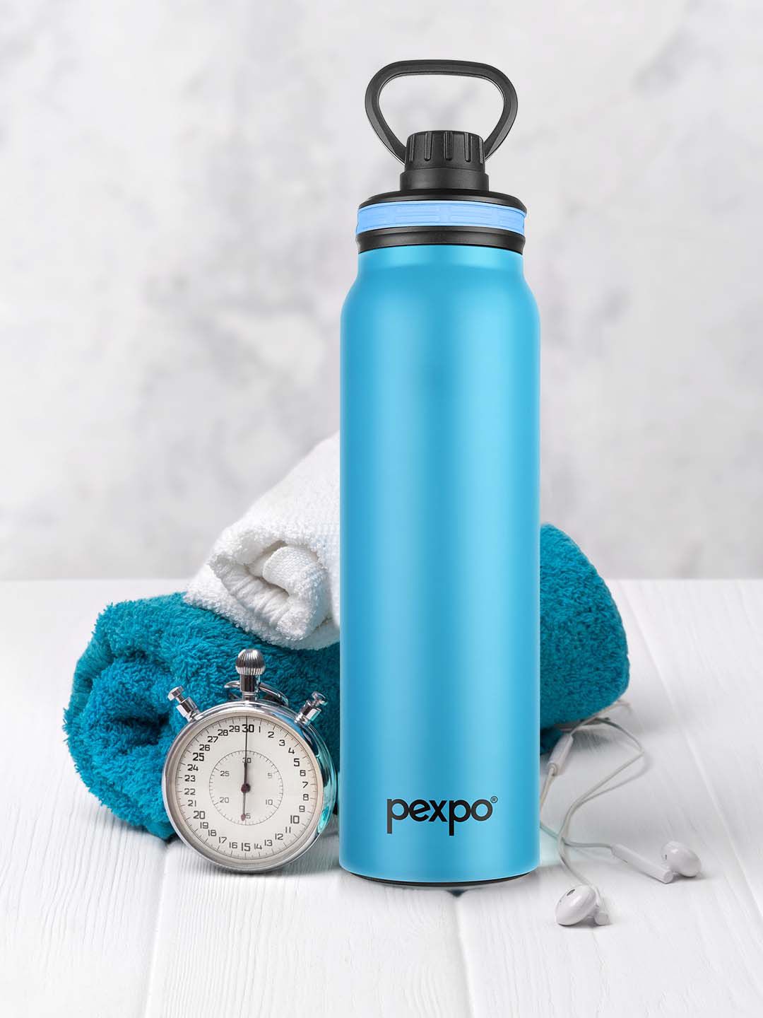 Pexpo Austin Blue Double wall Thermosteel Hot & Cold Blue Insulated Water Bottle 740ml