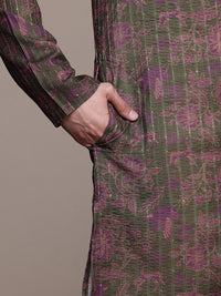 House of Pataudi Jashn Floral Printed Sequinned Indie Florals Kurta