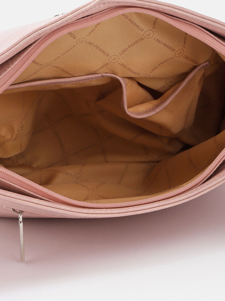 Lino Perros Women Croc Textured Structured Shoulder Bag