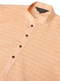 SOJANYA Woven Design Mandarin Collar Cotton Linen Kurta