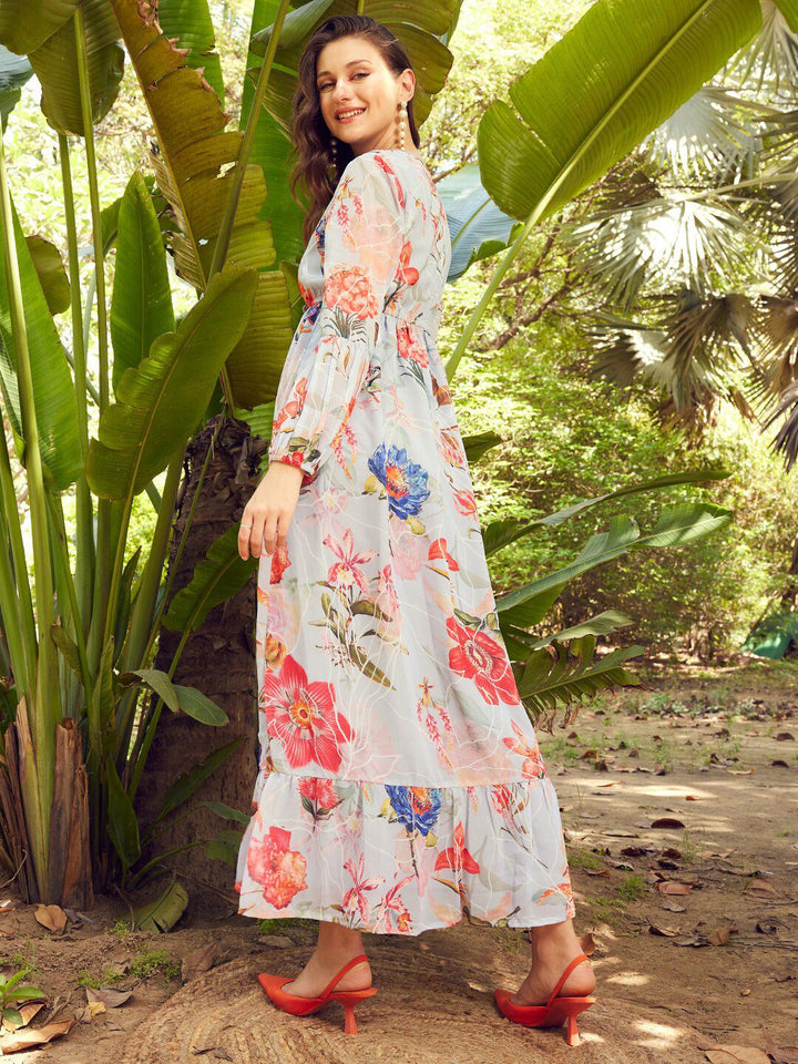 STREET 9 Floral Printed Georgette Maxi Dress