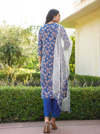 KALINI Floral Printed Gotta Patti Straight Kurta & Trousers With Dupatta