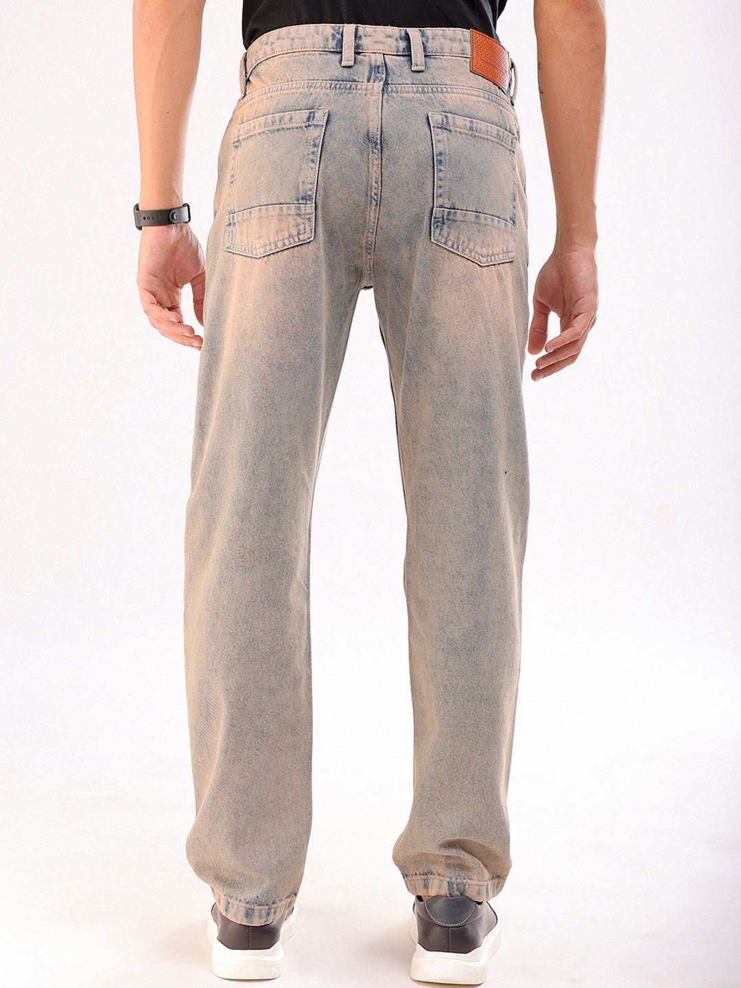 The Indian Garage Co Men Straight Fit Light FadePatch Jeans