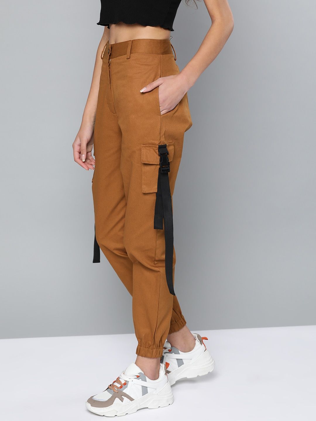 STREET 9 Women Rust Brown Loose Fit Cargos