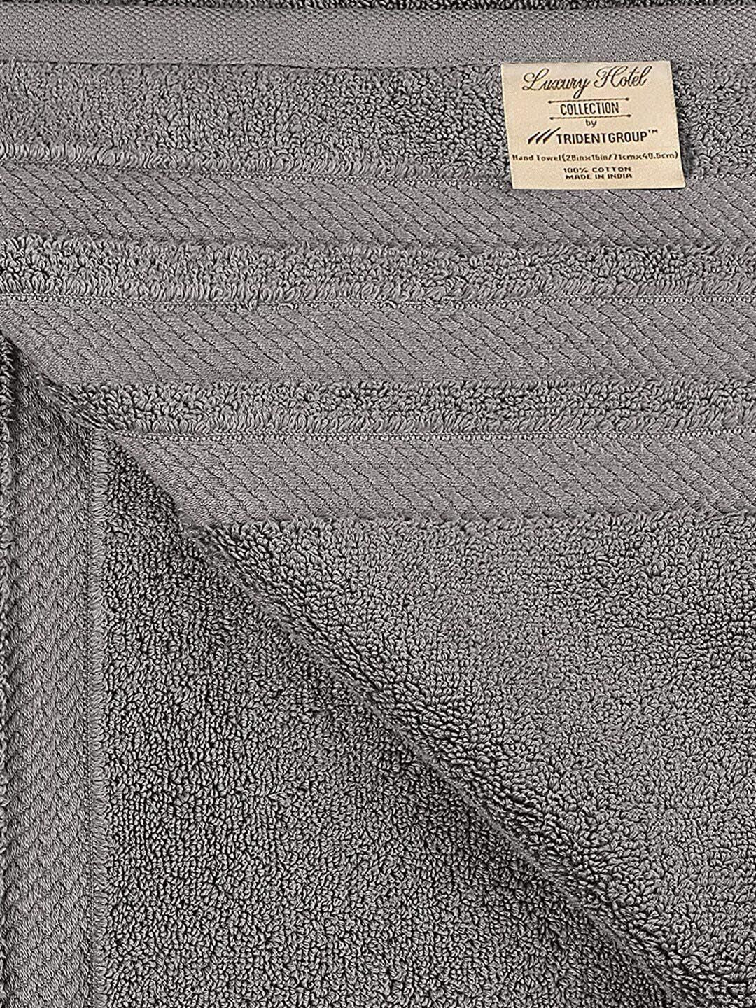 MYTRIDENT Grey Set Of 4 625 GSM Solid Bath Towels