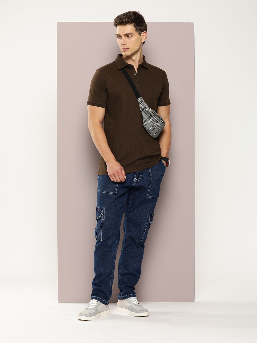 DILLINGER Men Polo Collar Honeycomb Structure T-shirt