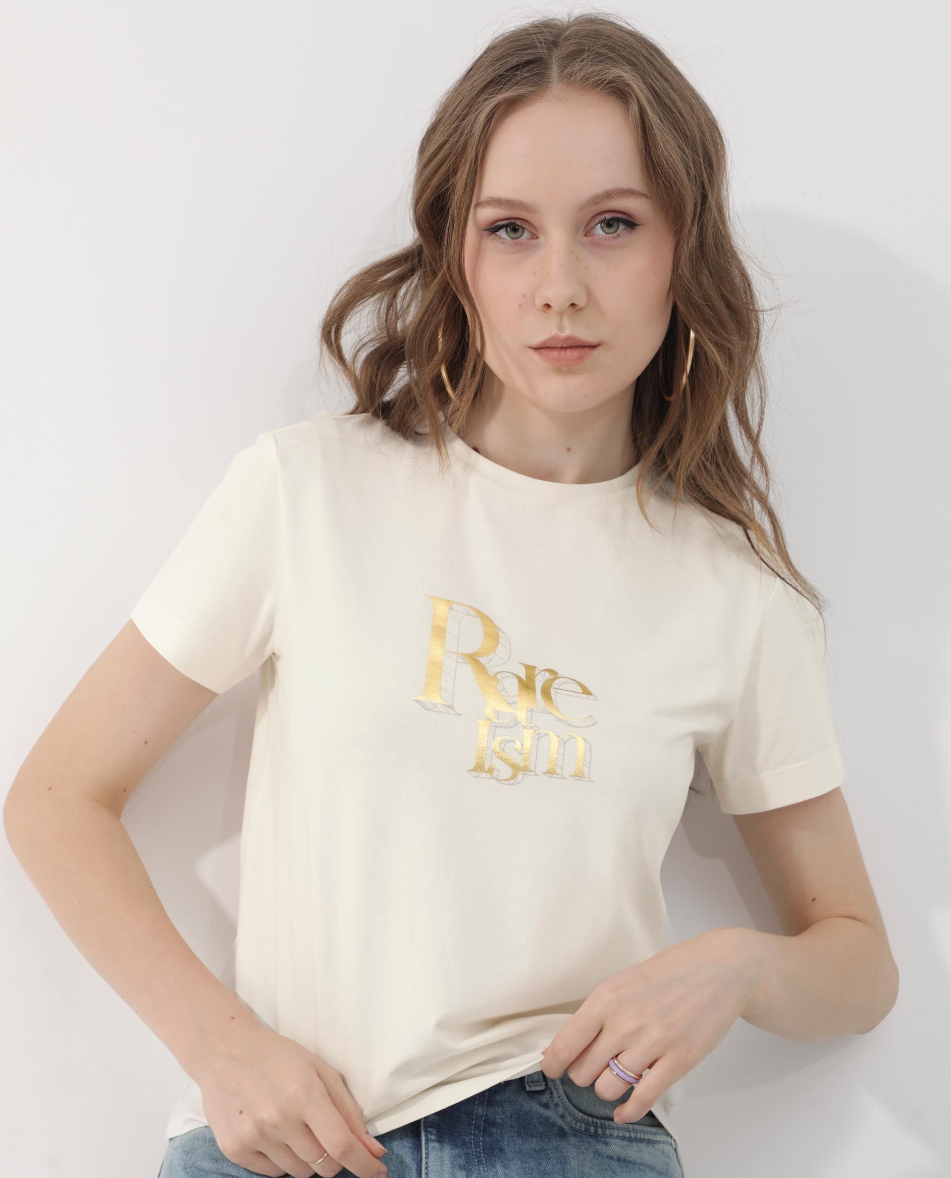 RAREISM Women High Neck Pockets T-shirt
