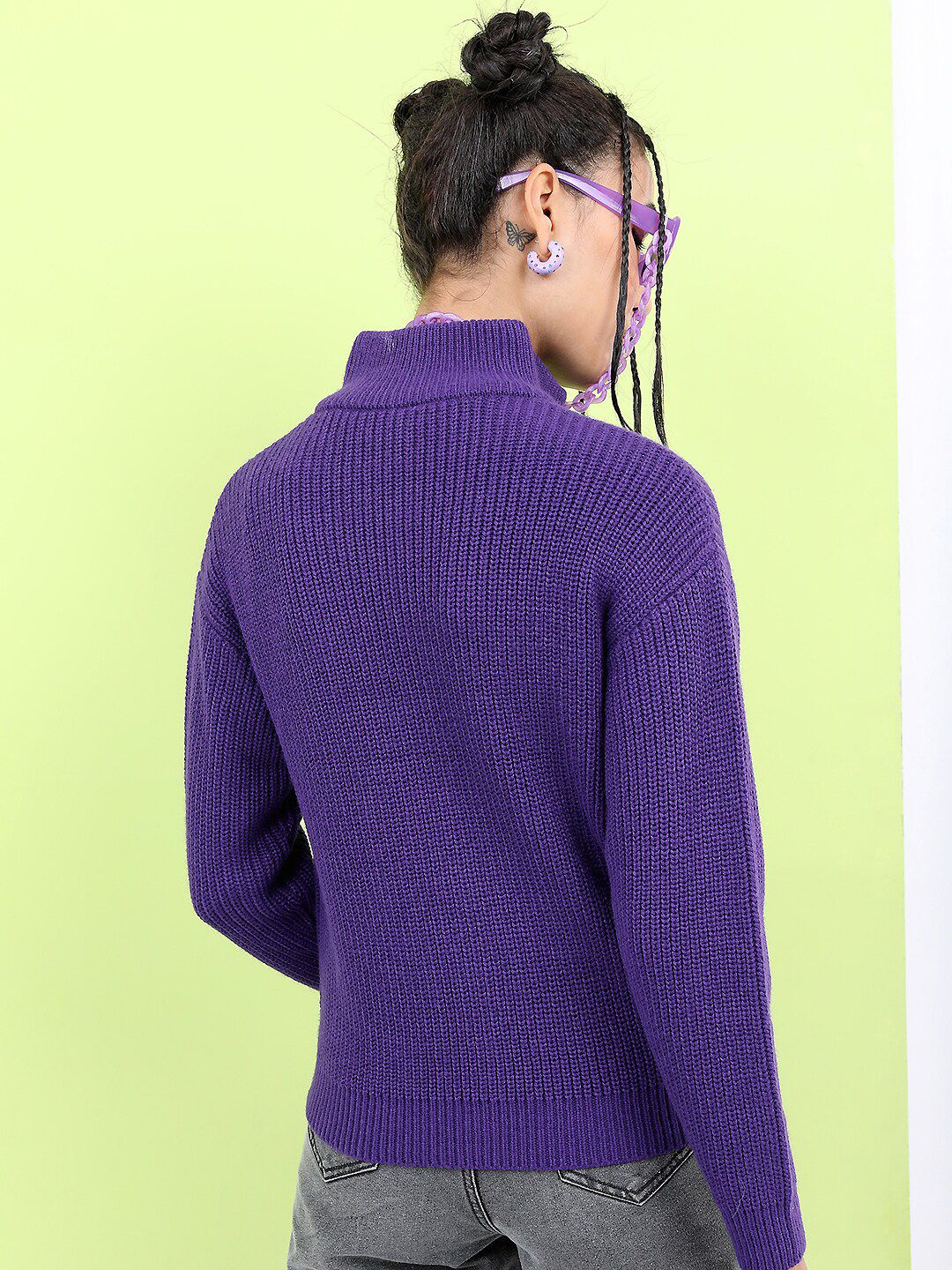 Tokyo Talkies Women Classy Purple Solid Sweater