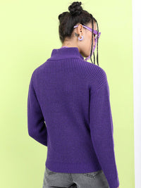 Tokyo Talkies Women Classy Purple Solid Sweater