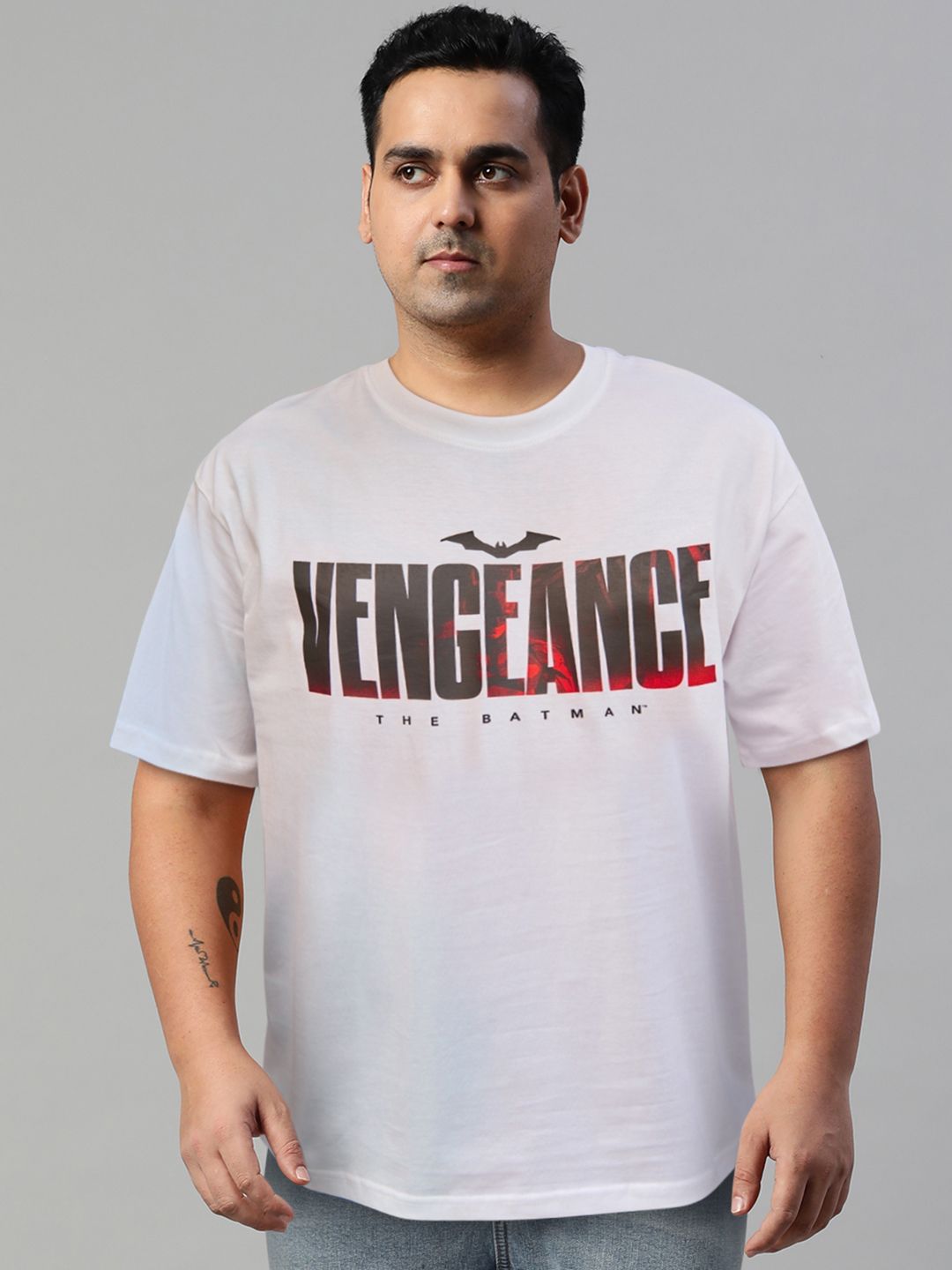 Bewakoof Men White Typography Printed Oversized T-shirt